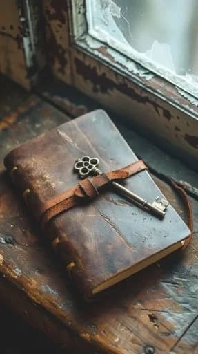 Leather journal with an ornate key — clarity that builds confidence